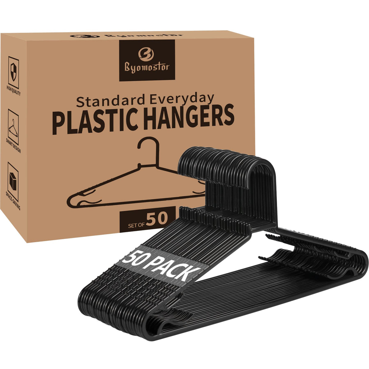 Byomostor Plastic Hangers 50 Pack