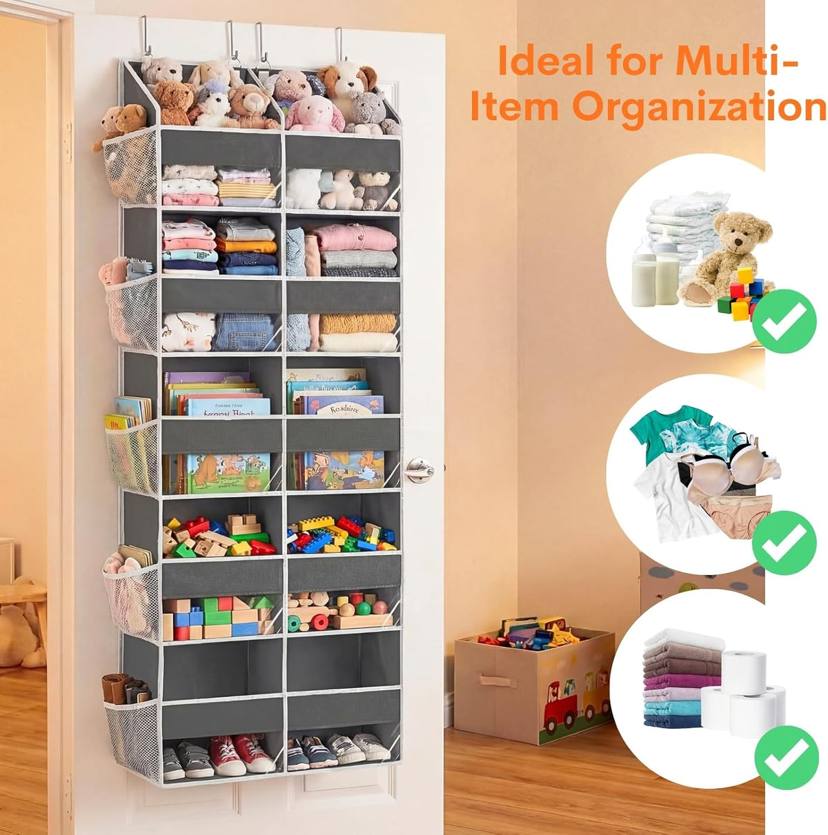 Ofiray-home 5-Tier Over Door Organizer, 10-Compartment Wide Storage Rack