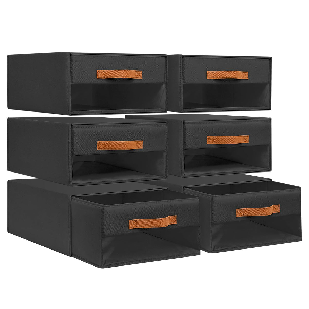DIMJ Closet Organizers and Storage - Fabric Bins with Drawers for Closet Foldable Clothes Organizers with Clear Window, Stackable Storage Drawers Units for Bedroom, Living Room, 4-Pack, Grey