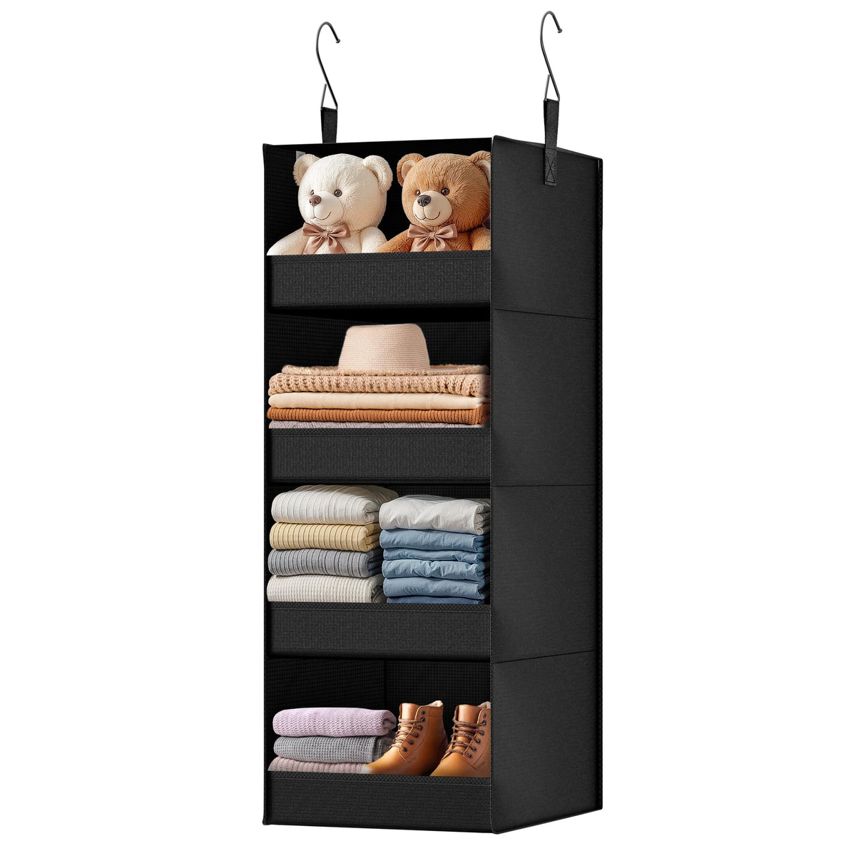 GRANNY SAYS 3-Shelf Hanging Closet Organizer, Foldable Storage, Gray