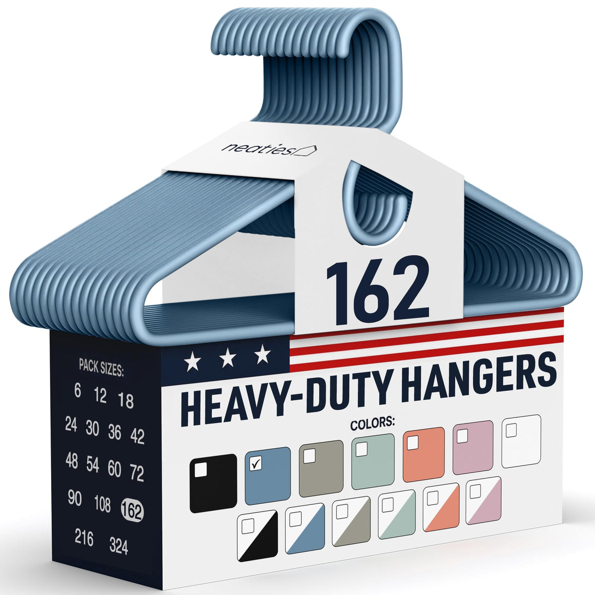 Heavy Duty Clothes Hangers 36 Pack – Made in The USA – 8lb Capacity Plastic Hangers for Adult Clothing – Durable for Pants, Coats, Jackets, or Jeans – White