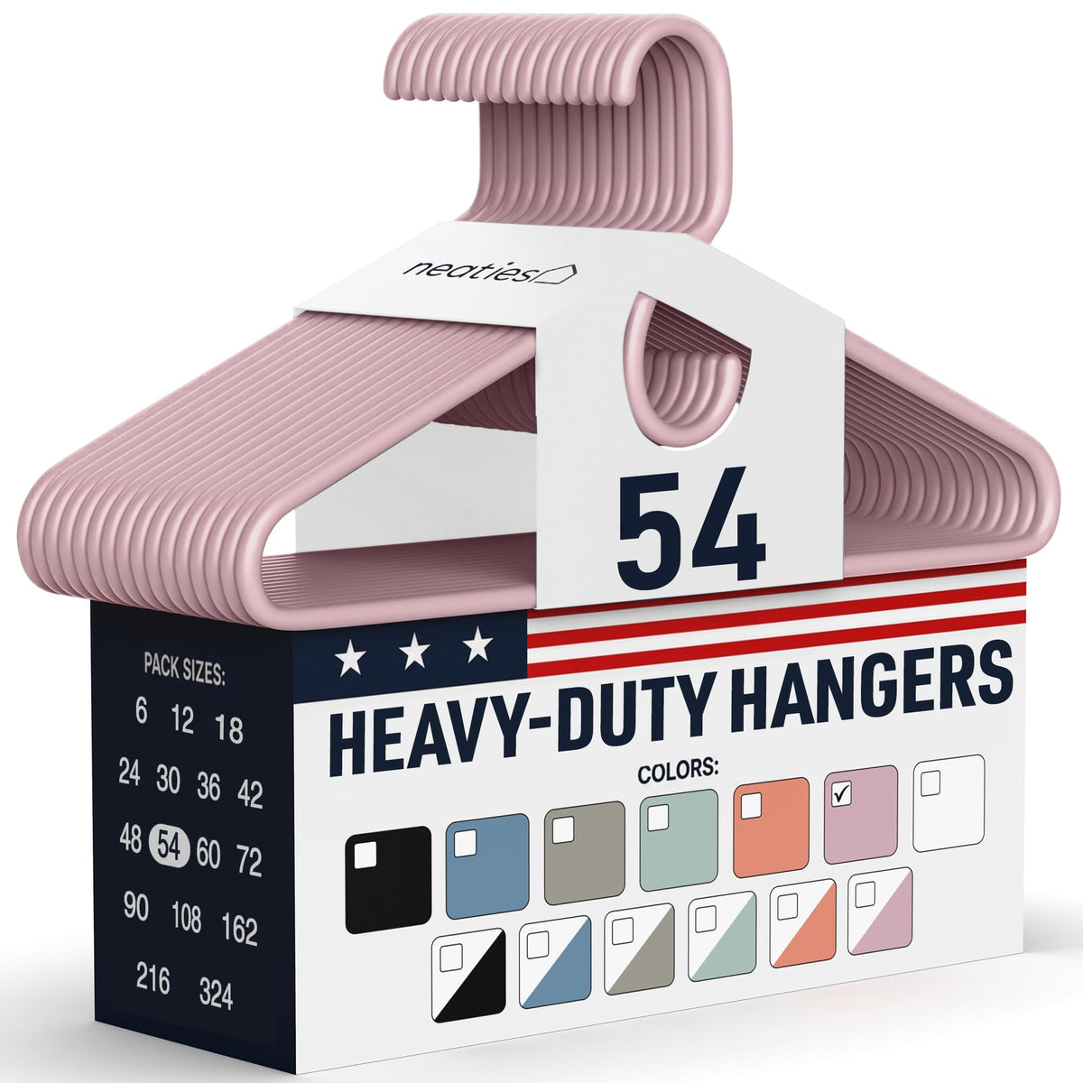 Heavy Duty Clothes Hangers 36 Pack – Made in The USA – 8lb Capacity Plastic Hangers for Adult Clothing – Durable for Pants, Coats, Jackets, or Jeans – White