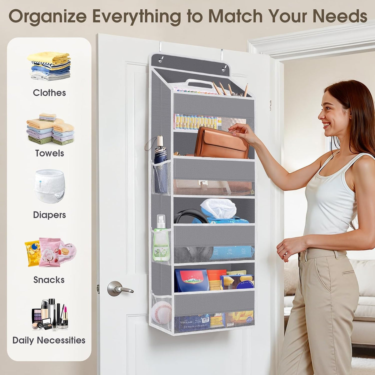 SpaceHacks 1 Pack Over The Door Organizer Hanging Storage Room Organizer