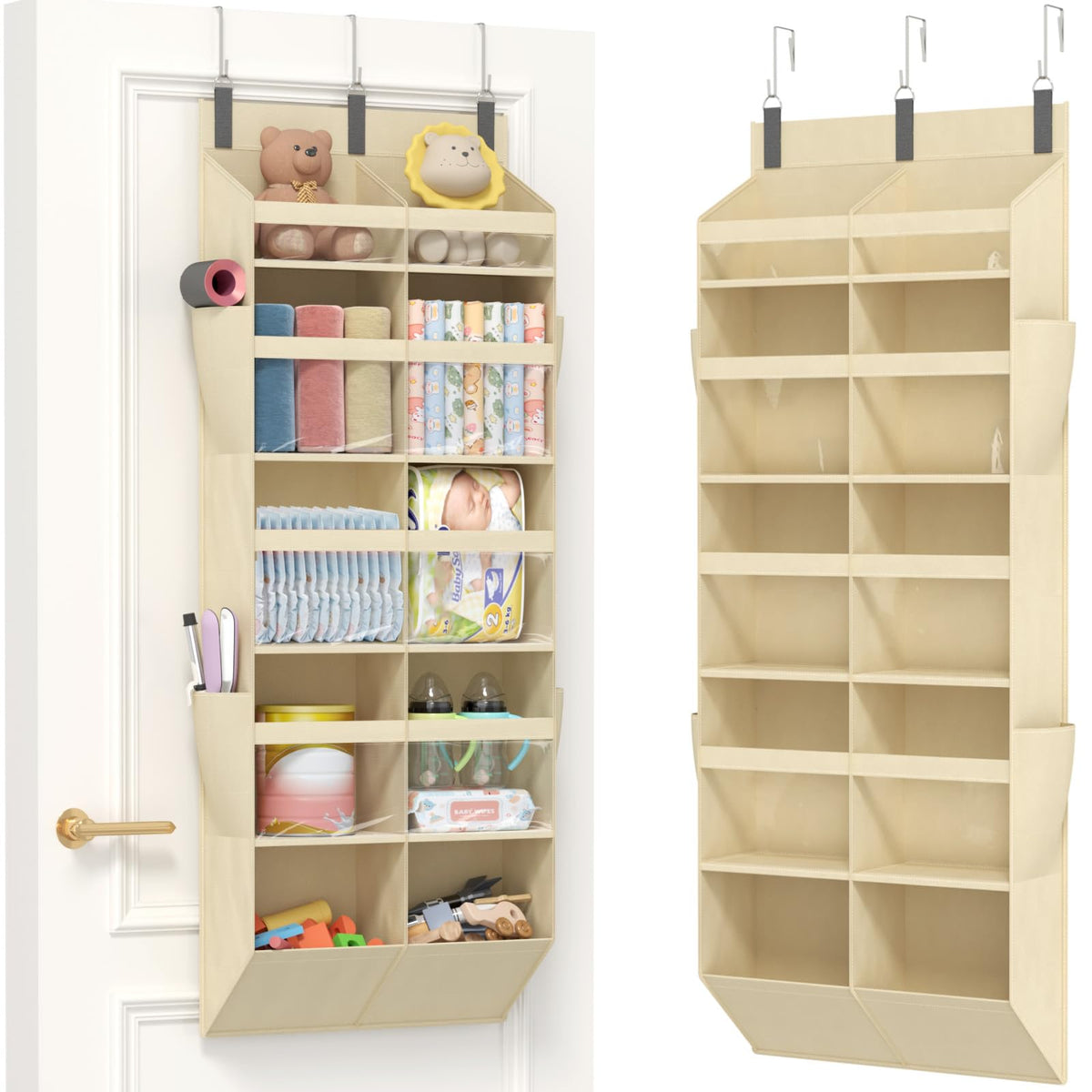 Lifewit 1 Pack Over the Door Organizer 5 Section Hanging Storage, Dark Gray