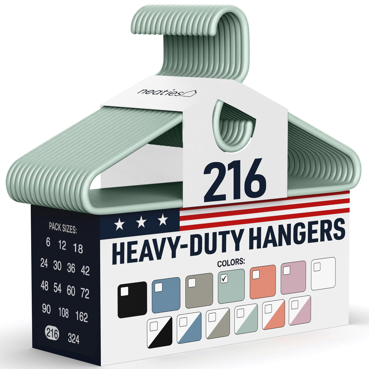 Heavy Duty Clothes Hangers 36 Pack – Made in The USA – 8lb Capacity Plastic Hangers for Adult Clothing – Durable for Pants, Coats, Jackets, or Jeans – White