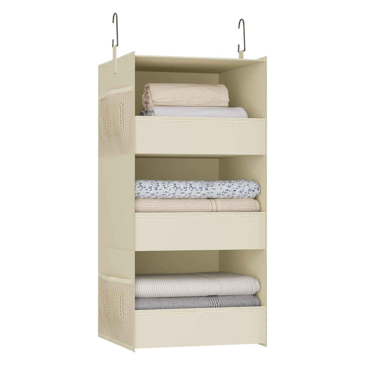 3-Shelf Hanging Closet Organizer, Washable Foldable Storage, Dark Gray