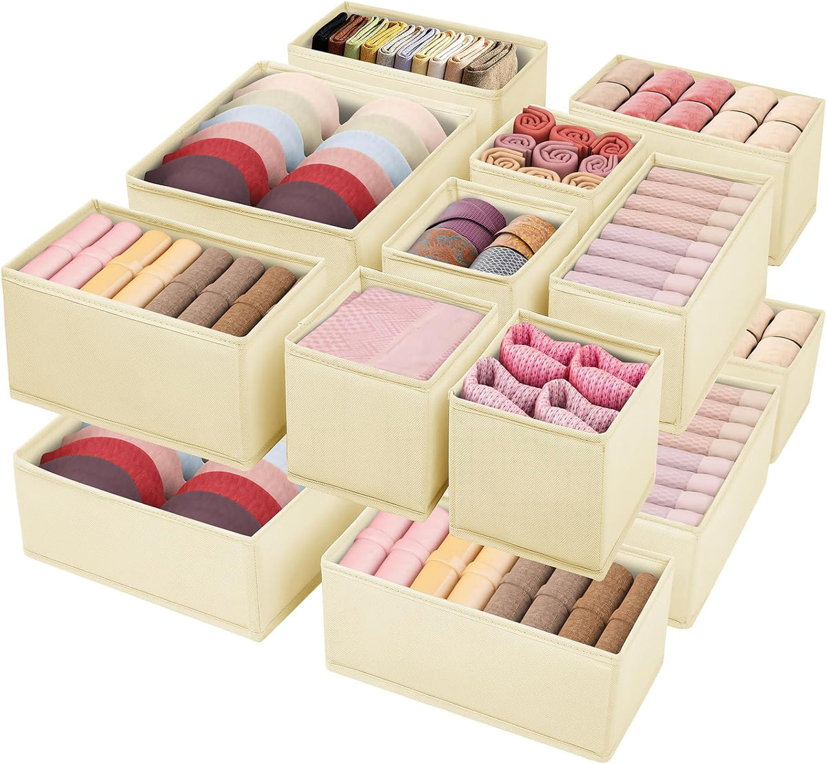 Drawer Clothing Organizer 16-Pack,Fabric Pink Underwear Dividers