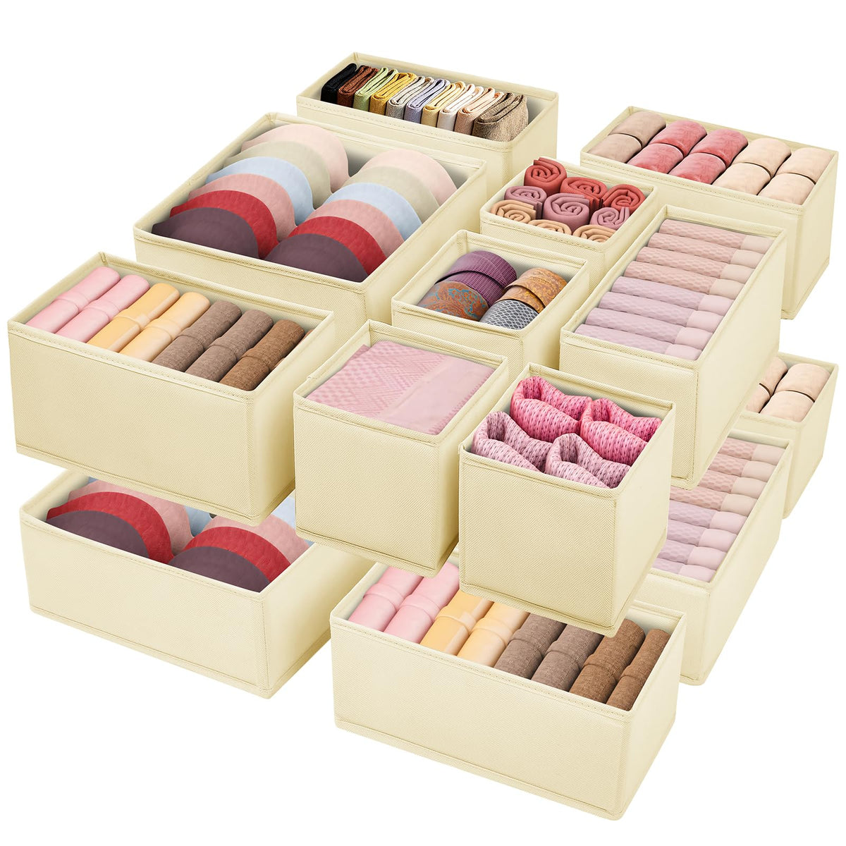 Drawer Clothing Organizer 16-Pack,Fabric Pink Underwear Dividers