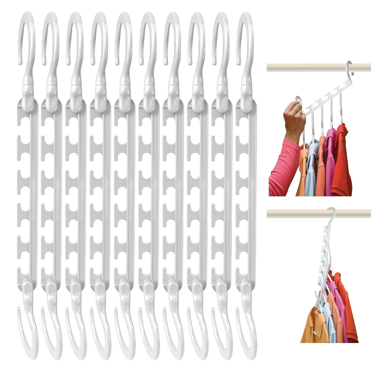 Wonder Hanger Max Space Saving Closet Hangers, 10-Pack, 360° Swivel, Grey