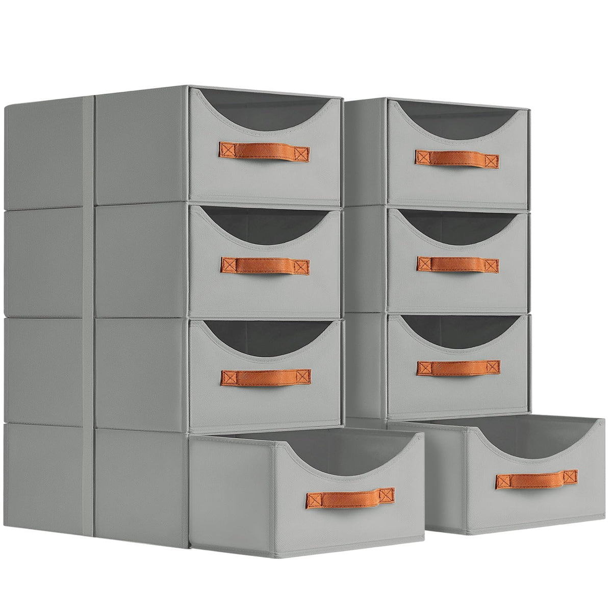 Homsorout Stackable Storage Drawers - Collapsible Storage Bins with Drawers, 4 Pack Closet Shelf Organizer Basket, Fabric Pull Out Organizer for Bedroom, Living Room, Dorm, Beige