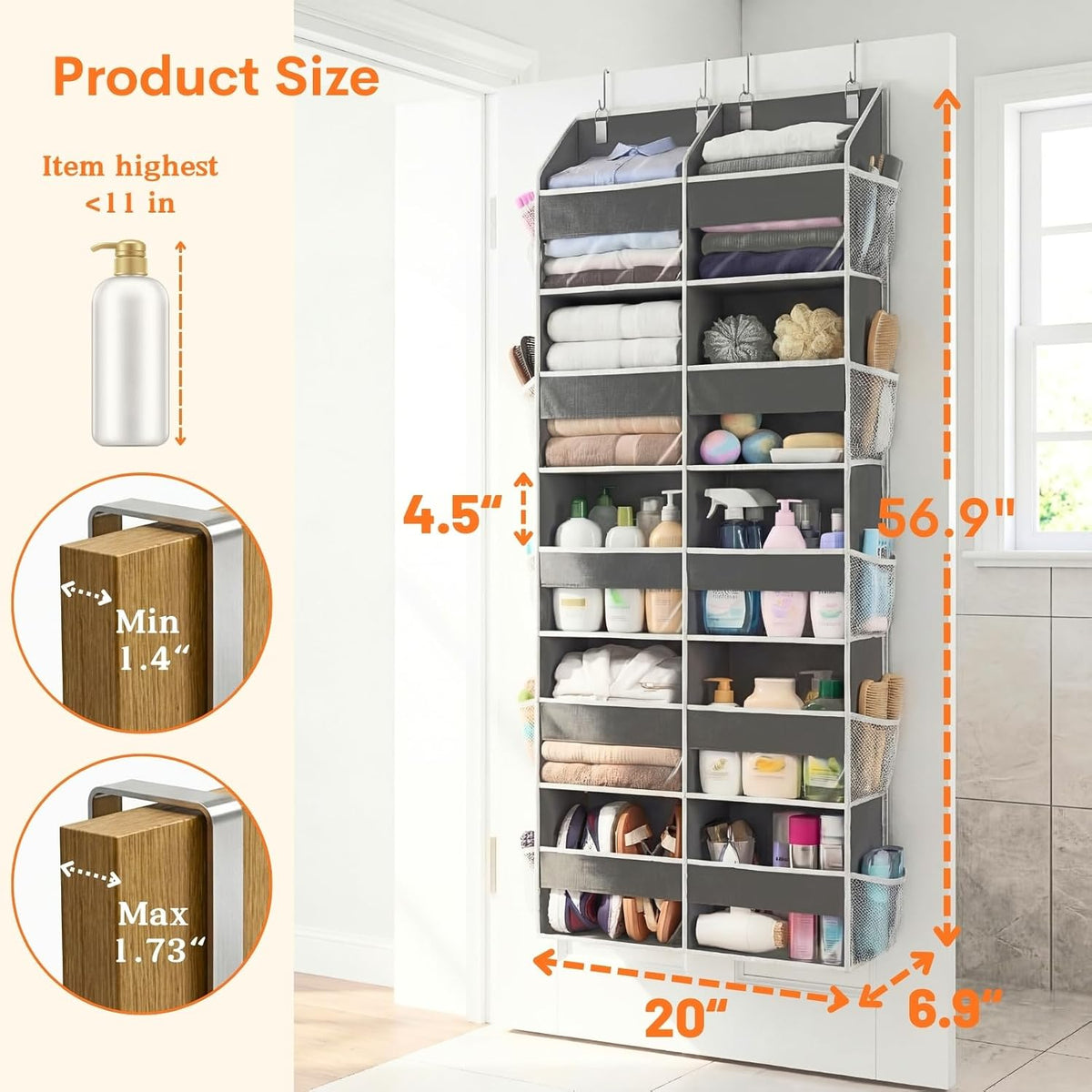 Ofiray-home 5-Tier Over Door Organizer, 10-Compartment Wide Storage Rack
