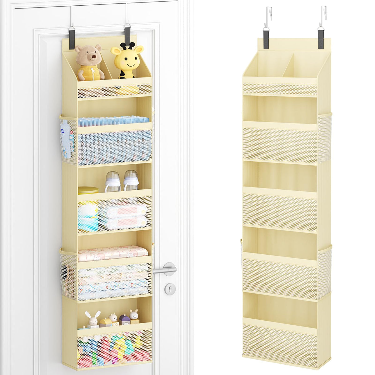 Lifewit 4 Tier Over the Door Organizer, Diaper Hanging Storage, Gray