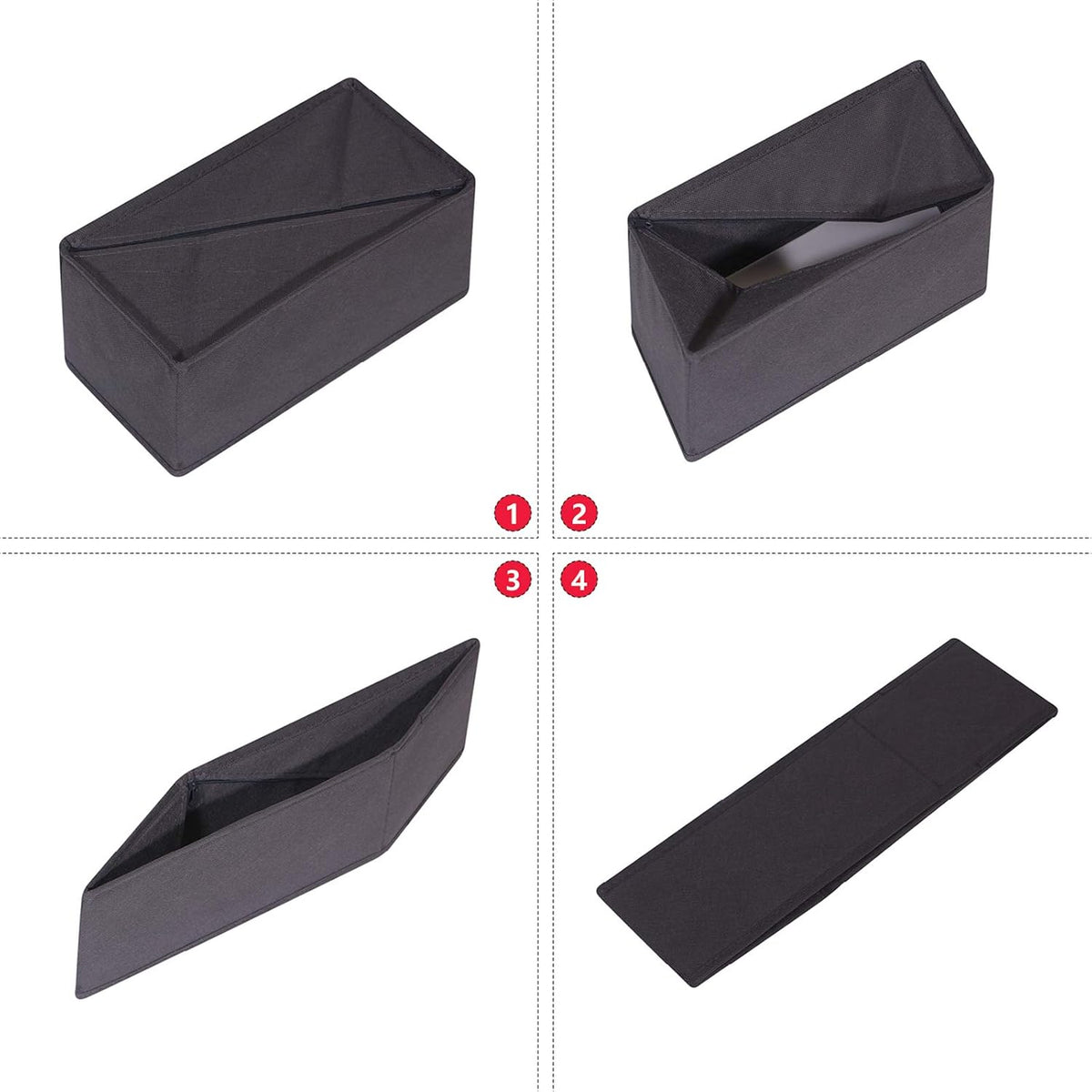 DIOMMELL 6 Pack Foldable Cloth Storage Box Closet Dresser Drawer Organizer Fabric Baskets Bins Containers Divider for Clothes Underwear Socks Lingerie Clothing, Dark Grey 00-0600