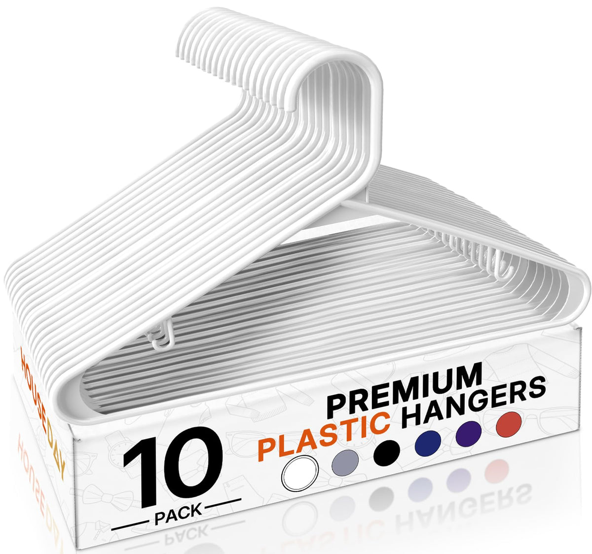HOUSE DAY Black Plastic Hangers 16 Pack, Slim Space-Saving Clothes Hangers