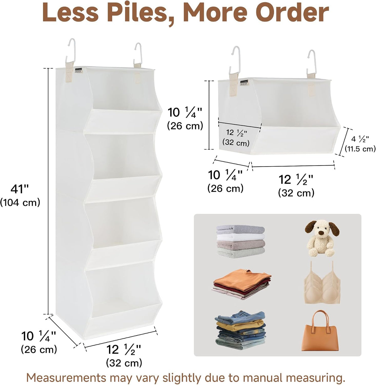 StorageWorks Basics Hanging Closet Organizer, Foldable Storage Organizer