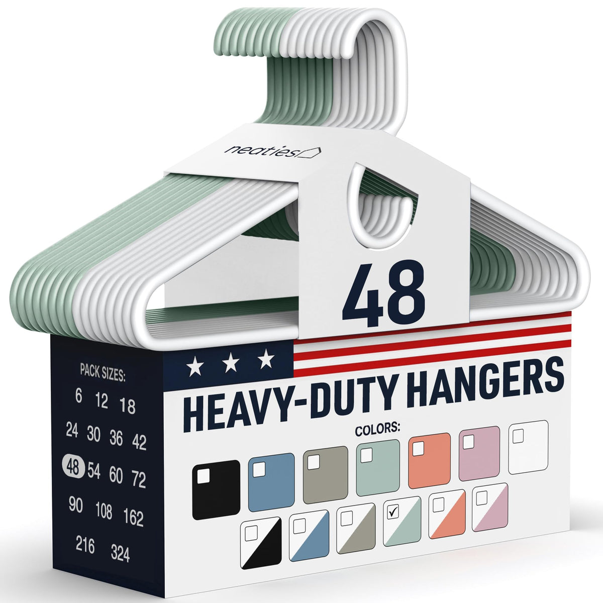 Heavy Duty Clothes Hangers 36 Pack – Made in The USA – 8lb Capacity Plastic Hangers for Adult Clothing – Durable for Pants, Coats, Jackets, or Jeans – White