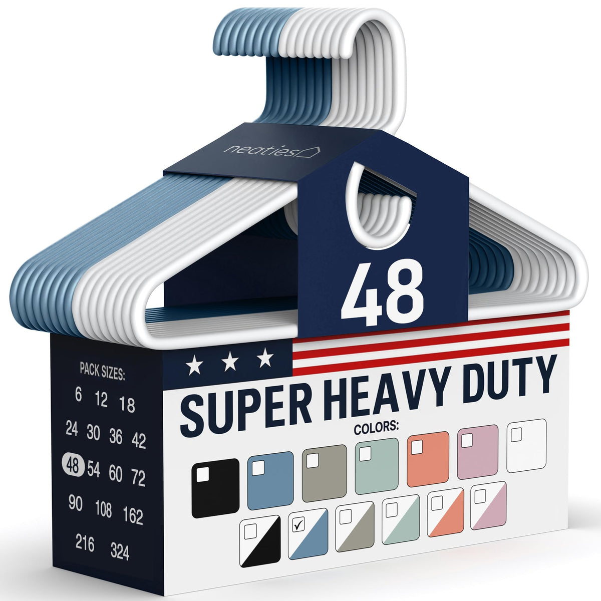 Heavy Duty Clothes Hangers 36 Pack – Made in The USA – 8lb Capacity Plastic Hangers for Adult Clothing – Durable for Pants, Coats, Jackets, or Jeans – White