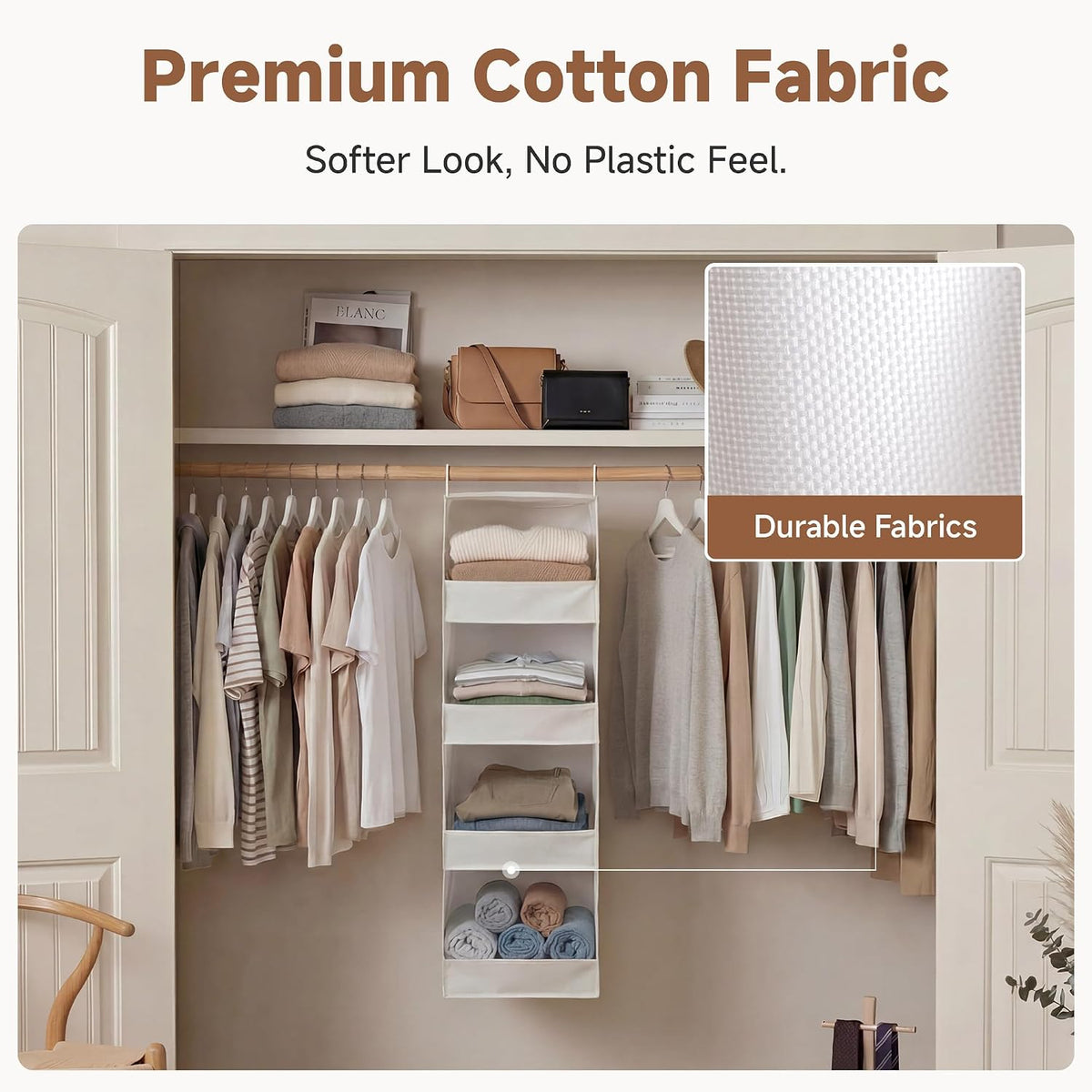 StorageWorks Basics Hanging Closet Organizer, Foldable Storage Organizer