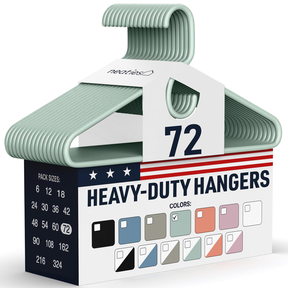 Heavy Duty Clothes Hangers 36 Pack – Made in The USA – 8lb Capacity Plastic Hangers for Adult Clothing – Durable for Pants, Coats, Jackets, or Jeans – White