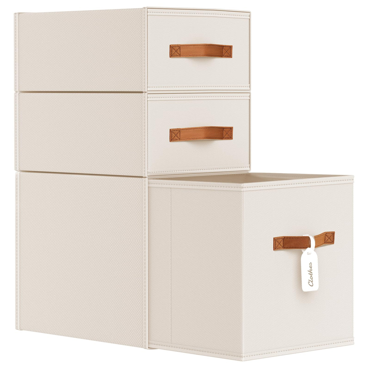 DIMJ Closet Organizers and Storage - Fabric Bins with Drawers for Closet Foldable Clothes Organizers with Clear Window, Stackable Storage Drawers Units for Bedroom, Living Room, 4-Pack, Grey