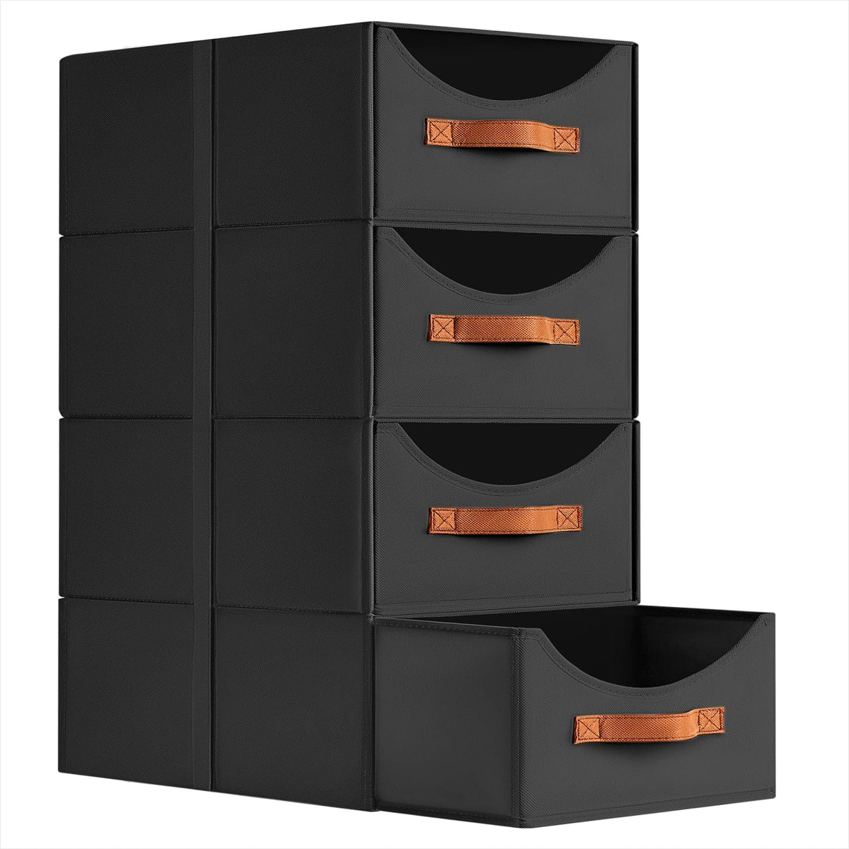 Homsorout Stackable Storage Drawers - Collapsible Storage Bins with Drawers, 4 Pack Closet Shelf Organizer Basket, Fabric Pull Out Organizer for Bedroom, Living Room, Dorm, Beige