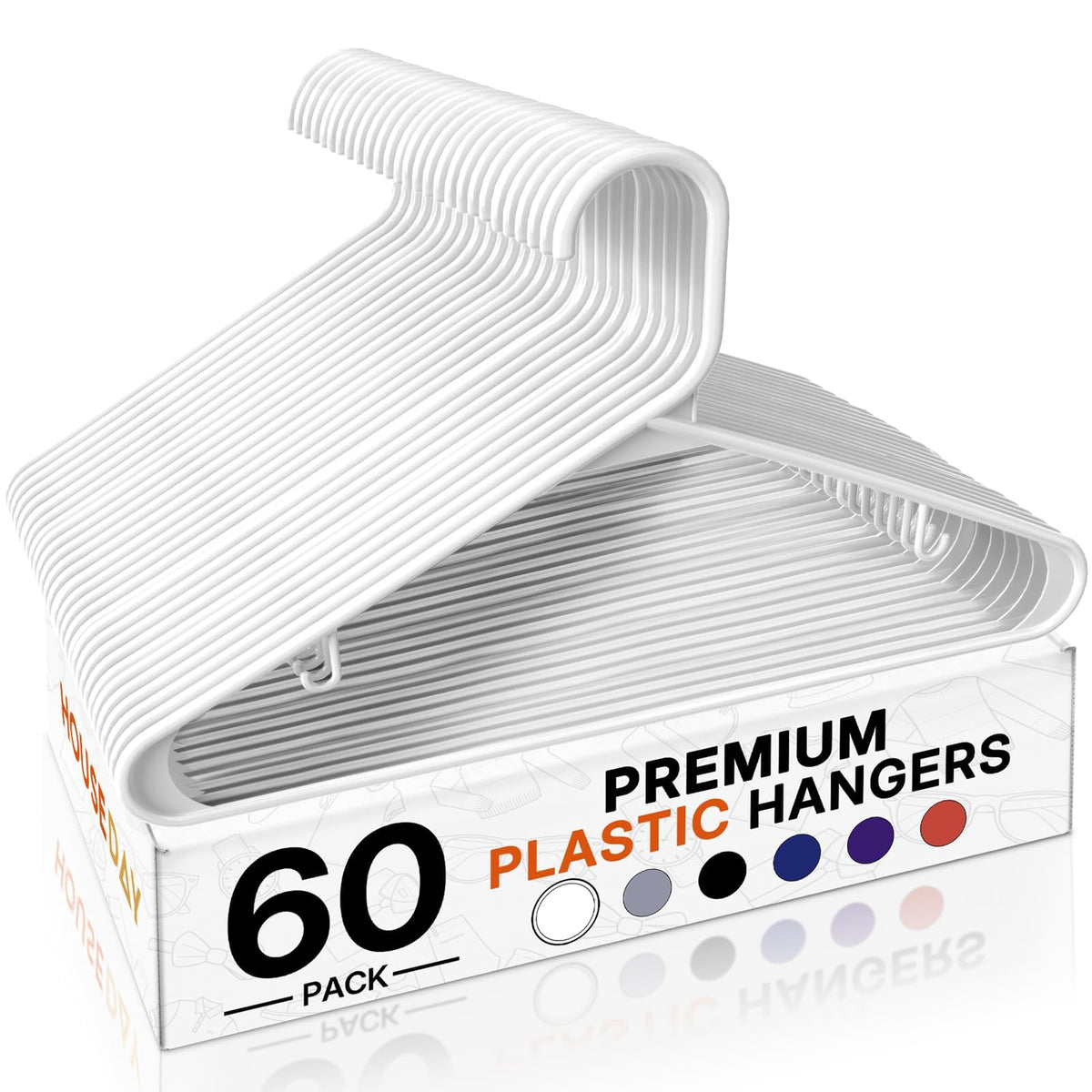 HOUSE DAY Black Plastic Hangers 16 Pack, Slim Space-Saving Clothes Hangers