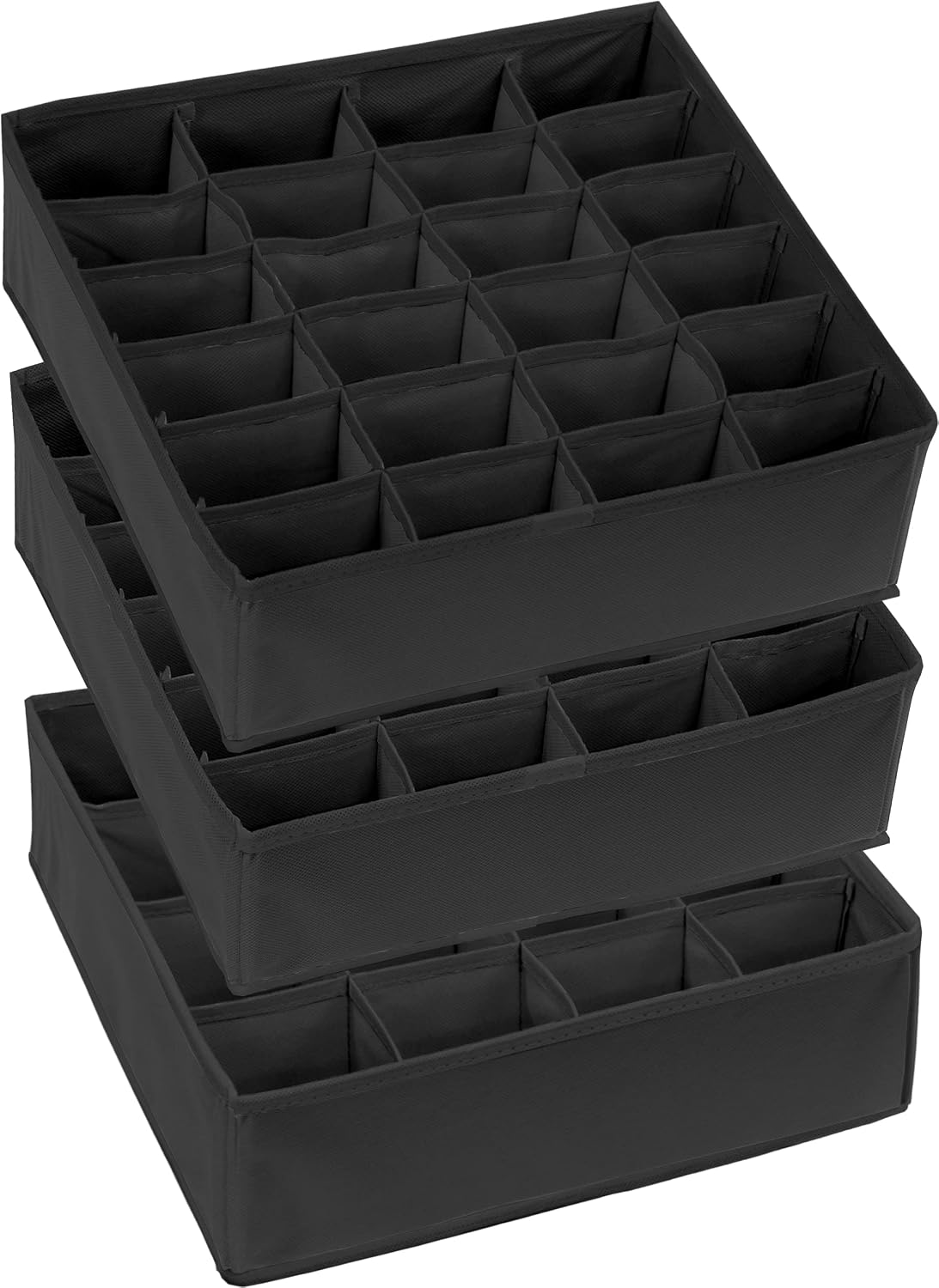 Simple Houseware Sock Drawer Organizer, 3 Pack, Black