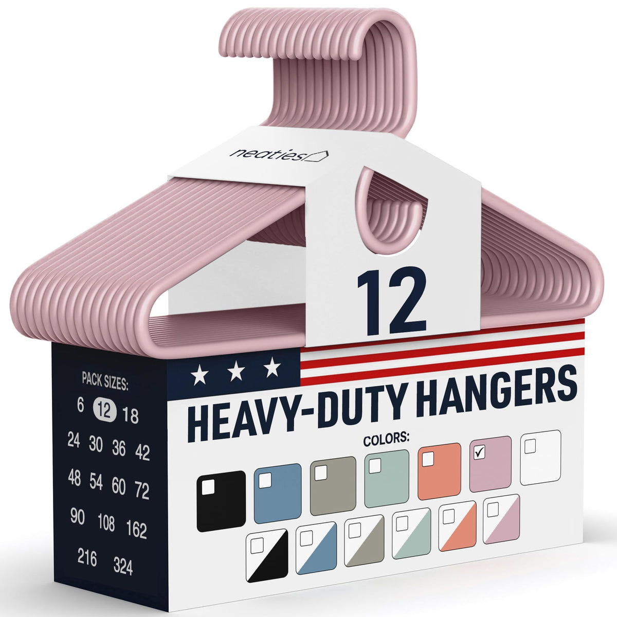 Heavy Duty Clothes Hangers 36 Pack – Made in The USA – 8lb Capacity Plastic Hangers for Adult Clothing – Durable for Pants, Coats, Jackets, or Jeans – White
