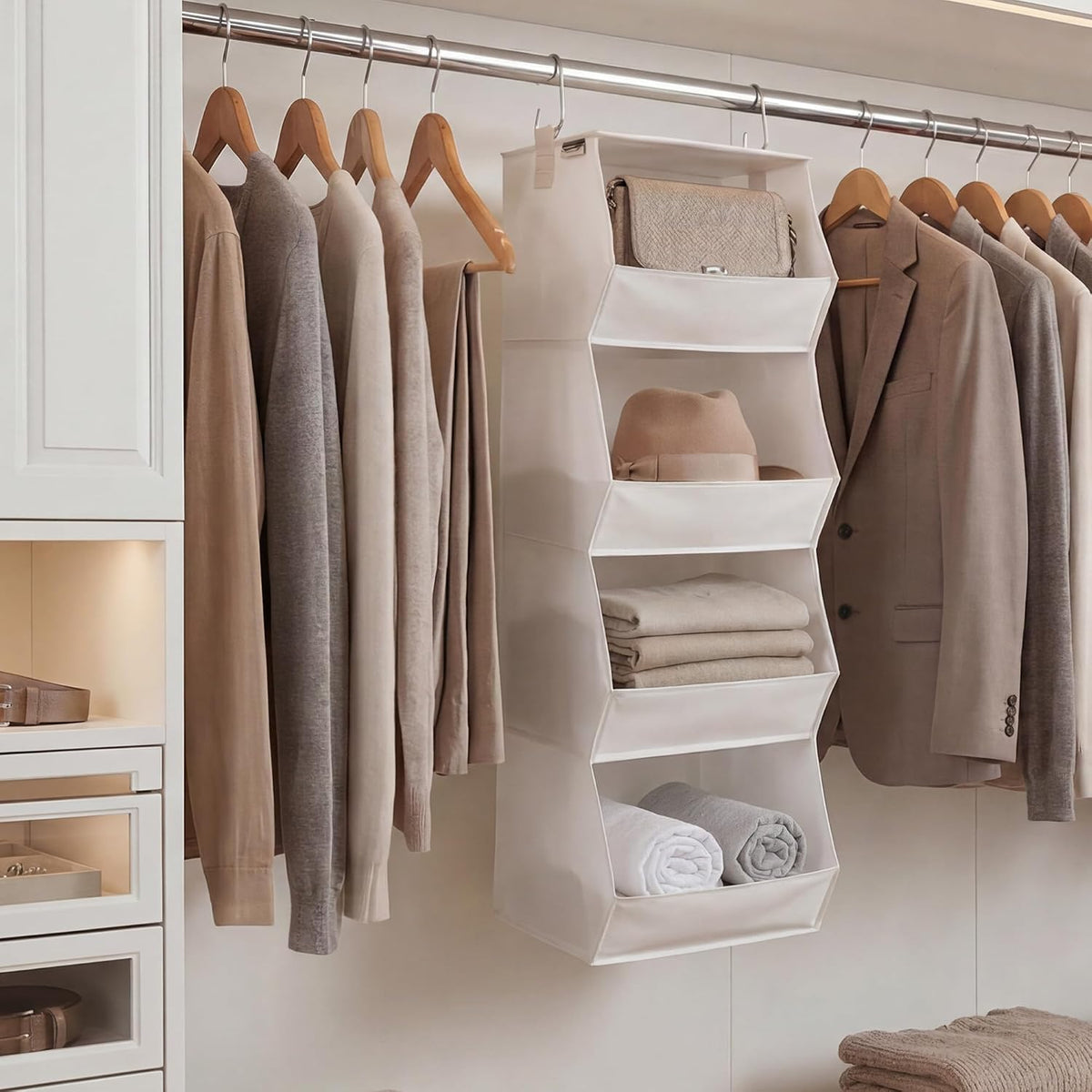 StorageWorks Basics Hanging Closet Organizer, Foldable Storage Organizer