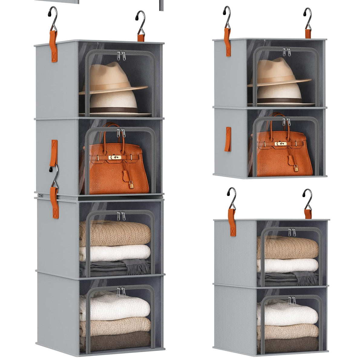 Homsorout 6-Tier Modular Hanging Closet Organizer Shelves, Beige