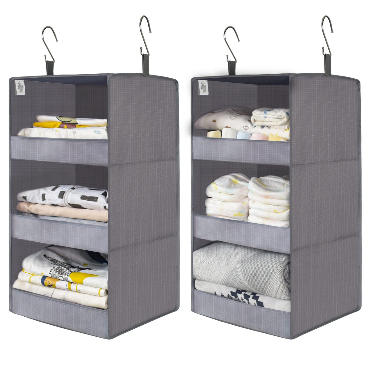 GRANNY SAYS 3-Shelf Hanging Closet Organizer, Foldable Storage, Gray