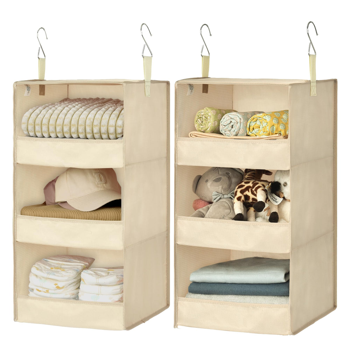 GRANNY SAYS 3-Shelf Hanging Closet Organizer, Foldable Storage, Gray