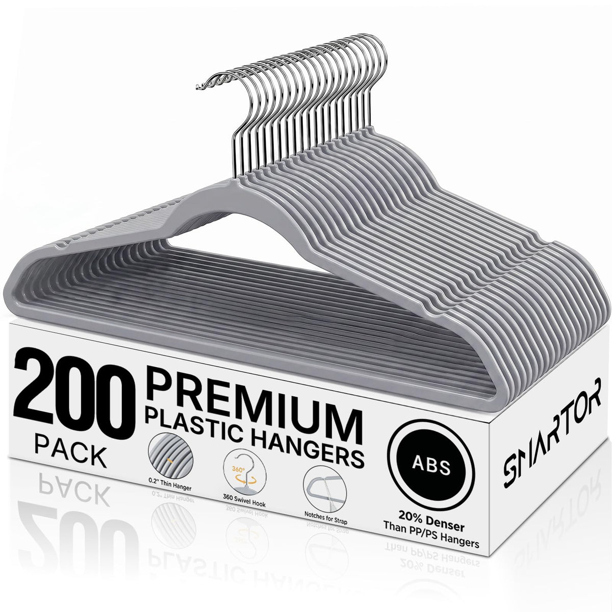 SMARTOR Plastic Hangers 50 Pack, Heavy Duty Plastic Hangers for Clothes