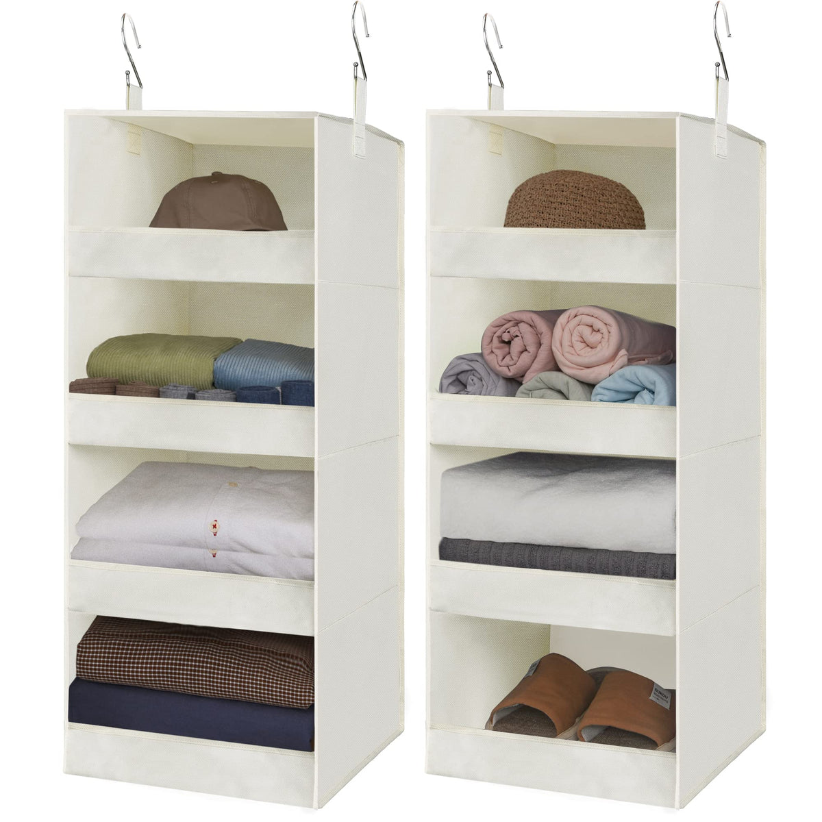 GRANNY SAYS 3-Shelf Hanging Closet Organizer, Foldable Storage, Gray