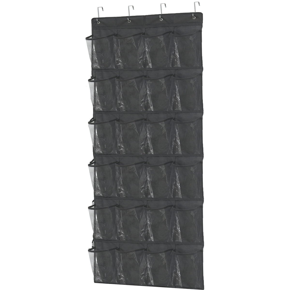 Simple Houseware 24 Pockets Clear Over the Door Shoe Organizer, Gray