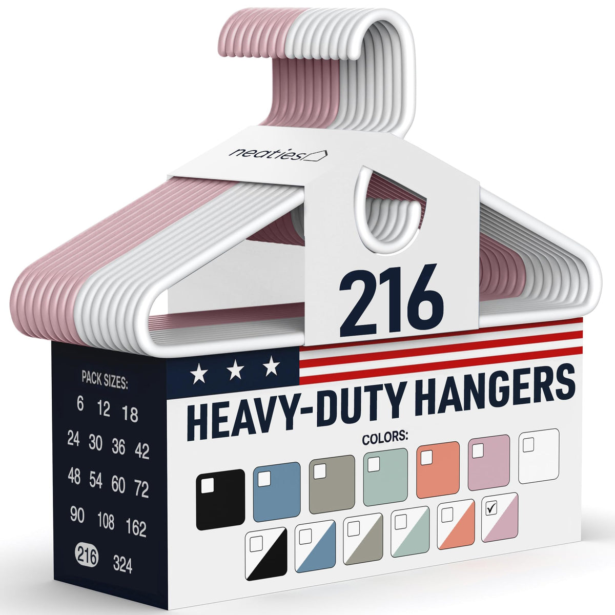 Heavy Duty Clothes Hangers 36 Pack – Made in The USA – 8lb Capacity Plastic Hangers for Adult Clothing – Durable for Pants, Coats, Jackets, or Jeans – White