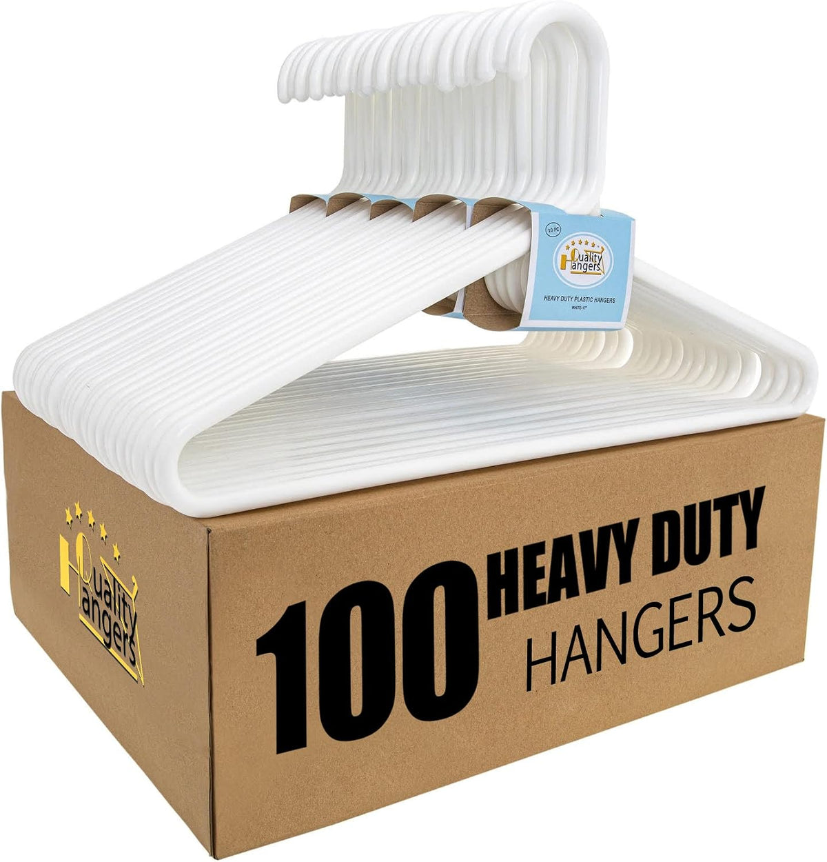 Quality White Plastic Hangers 30 Pack - Super Thick Heavy Duty Multipack for Clothes - Strong Standard Closet Clothing Hangers with Hook for Scarves and Belts-17 for Coats (White, 30)