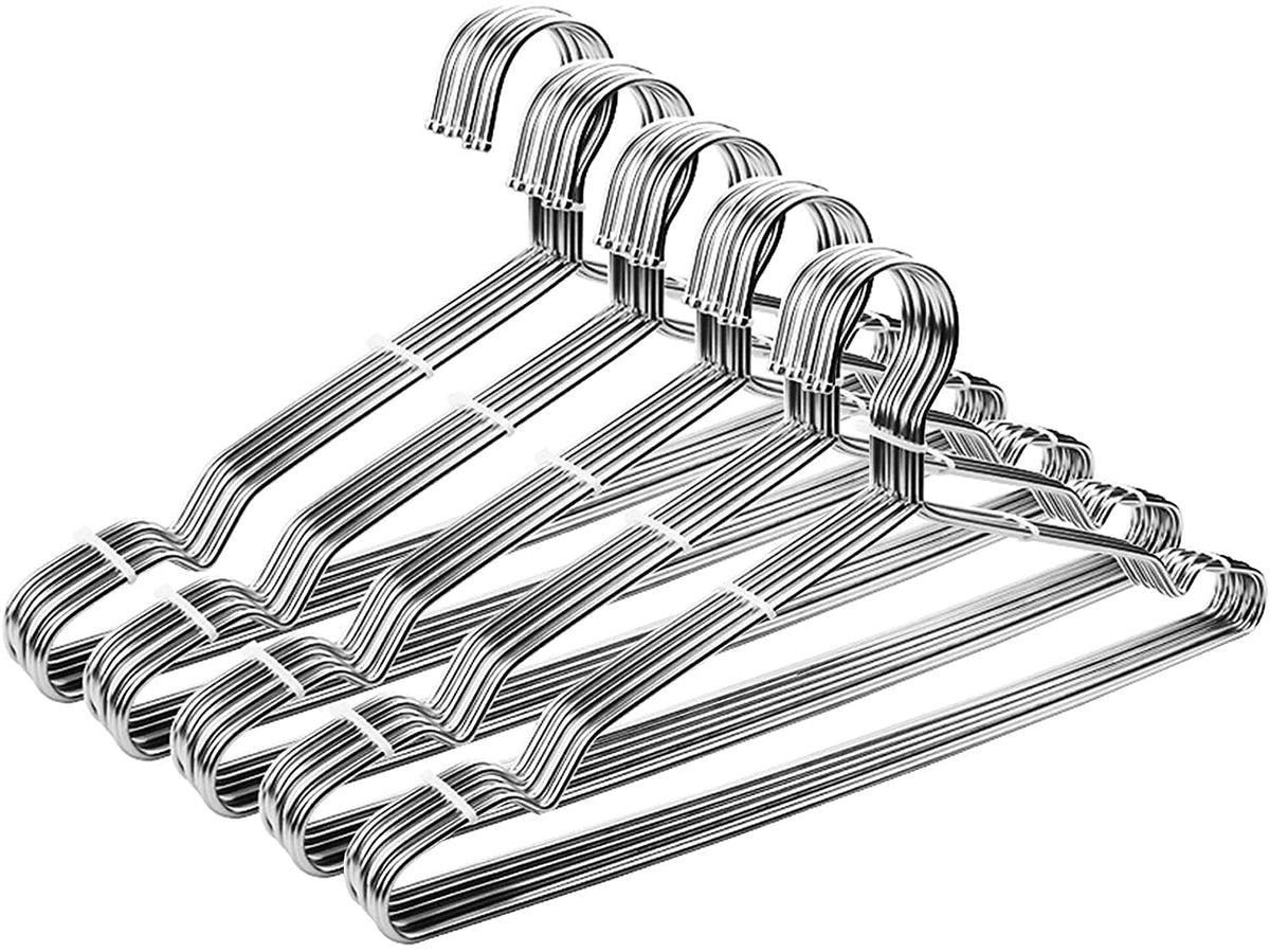 Coat Hangers 40 Pack Clothes Hangers, Seropy Metal Hanger Heavy Duty Wire Hangers with Non Slip Notch, Ultra Thin Stainless Steel Hanger Space Saving Clothing 16.5 Inch