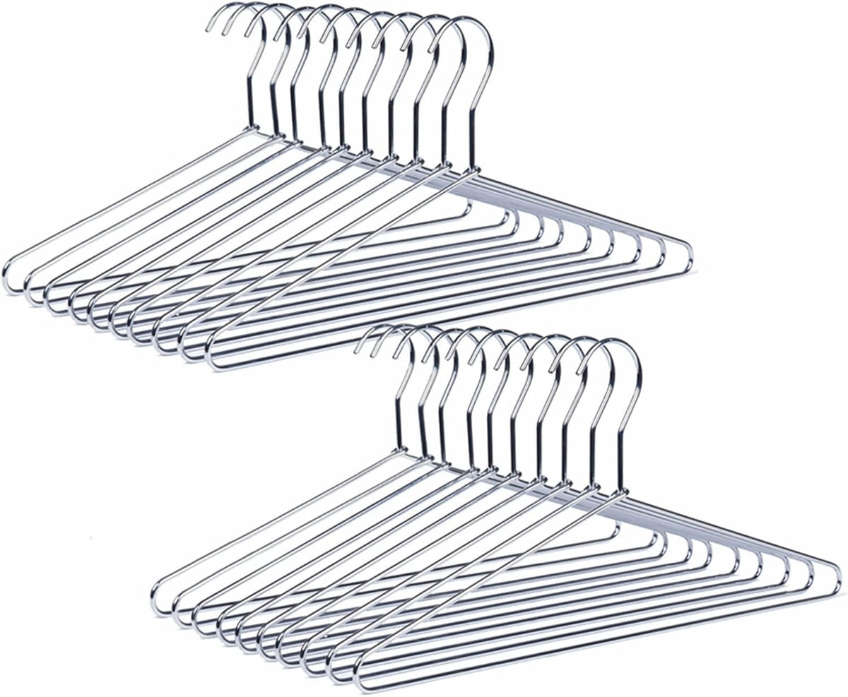 Amber Home 30 Pack Heavy Duty Metal Coat Hangers, Smooth Chrome Hangers