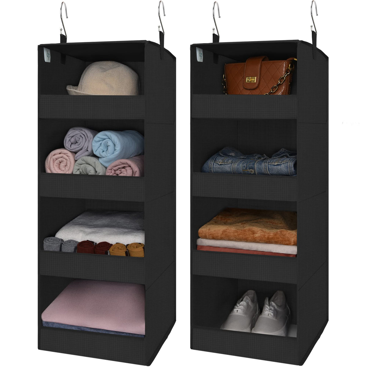 GRANNY SAYS 3-Shelf Hanging Closet Organizer, Foldable Storage, Gray