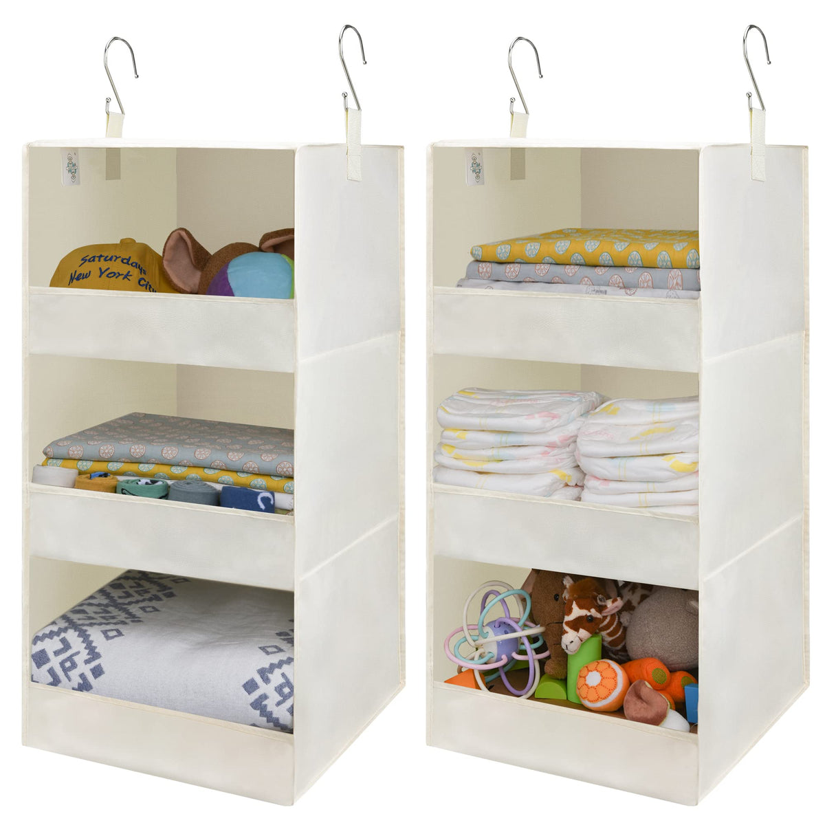 GRANNY SAYS 3-Shelf Hanging Closet Organizer, Foldable Storage, Gray
