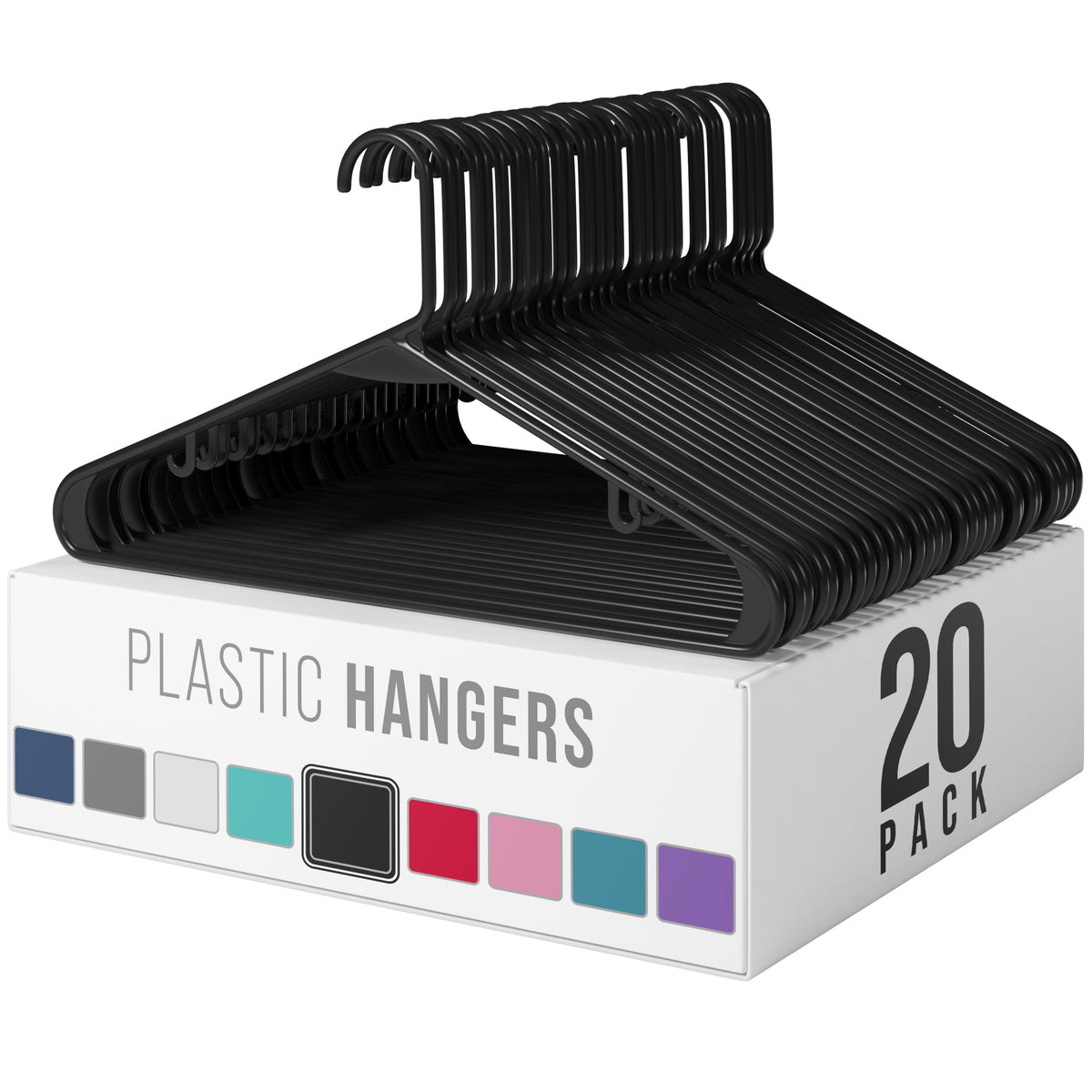 Plastic Hangers 20 Pack White - Clothes Hangers - Makes The Perfect Coat Hanger and General Space Saving Hangers for Closet and New Apartment Essentials - Percheros Ganchos para Colgar Ropa Hangars