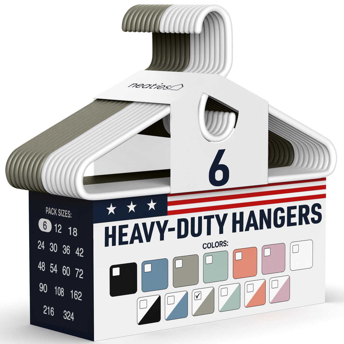 Heavy Duty Clothes Hangers 36 Pack – Made in The USA – 8lb Capacity Plastic Hangers for Adult Clothing – Durable for Pants, Coats, Jackets, or Jeans – White