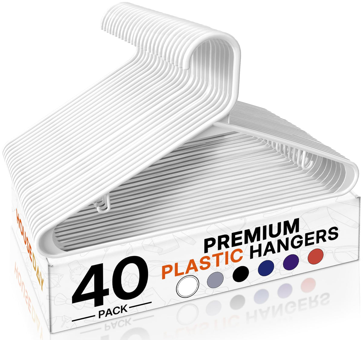 HOUSE DAY Black Plastic Hangers 16 Pack, Slim Space-Saving Clothes Hangers