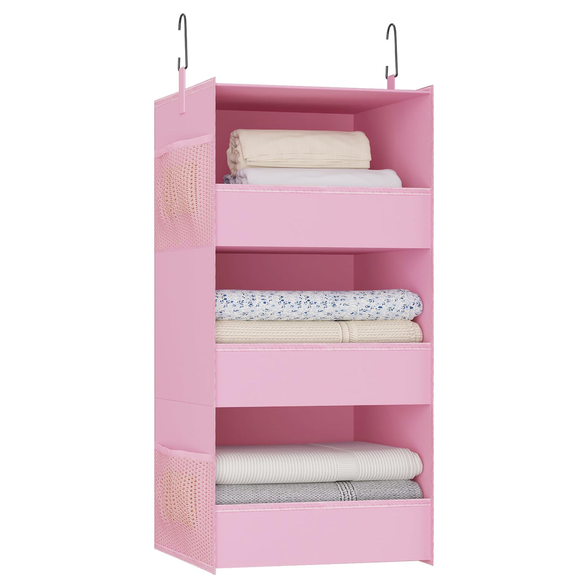 3-Shelf Hanging Closet Organizer, Washable Foldable Storage, Dark Gray