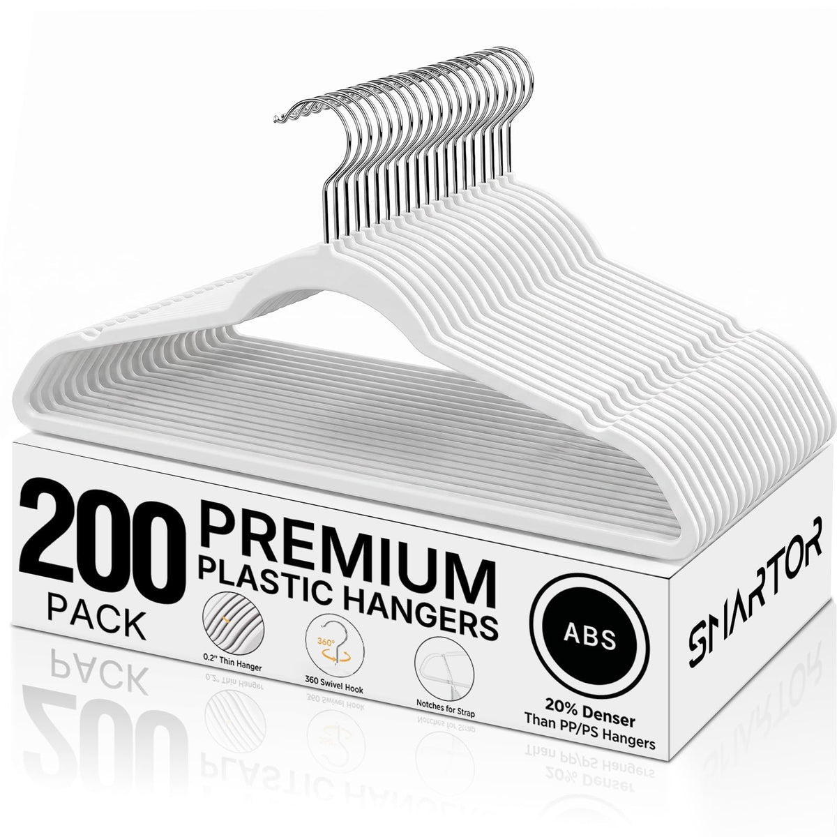 SMARTOR Plastic Hangers 50 Pack, Heavy Duty Plastic Hangers for Clothes