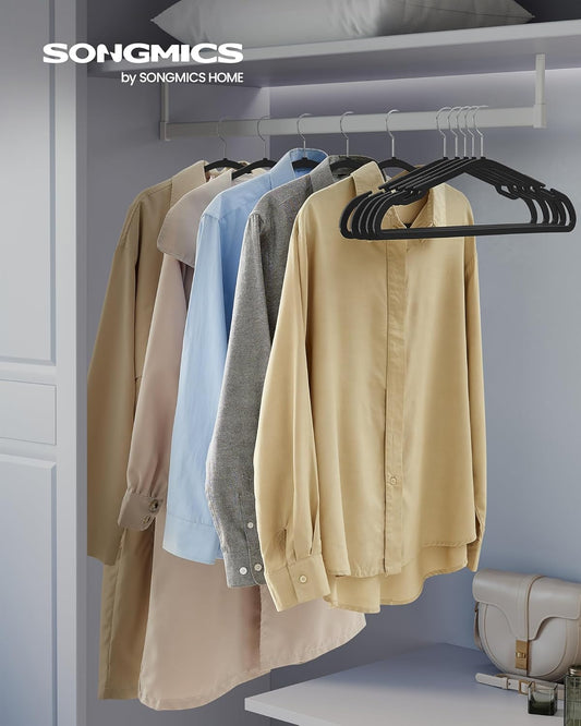 SONGMICS Plastic Hangers 50 Pack, Space-Saving Coat Hangers, 16.4 Inches