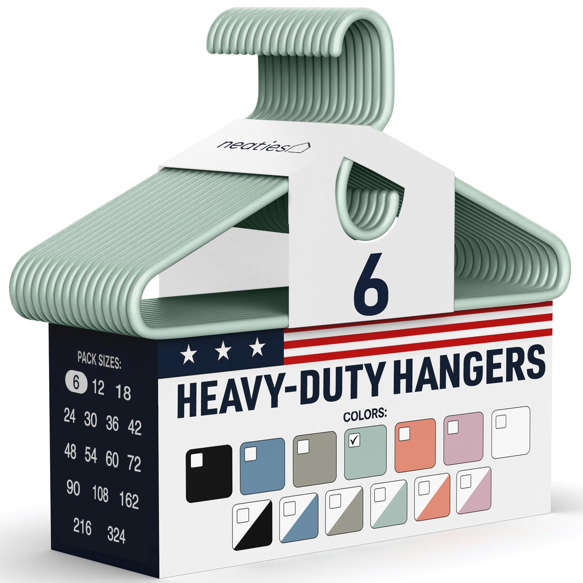Heavy Duty Clothes Hangers 36 Pack – Made in The USA – 8lb Capacity Plastic Hangers for Adult Clothing – Durable for Pants, Coats, Jackets, or Jeans – White