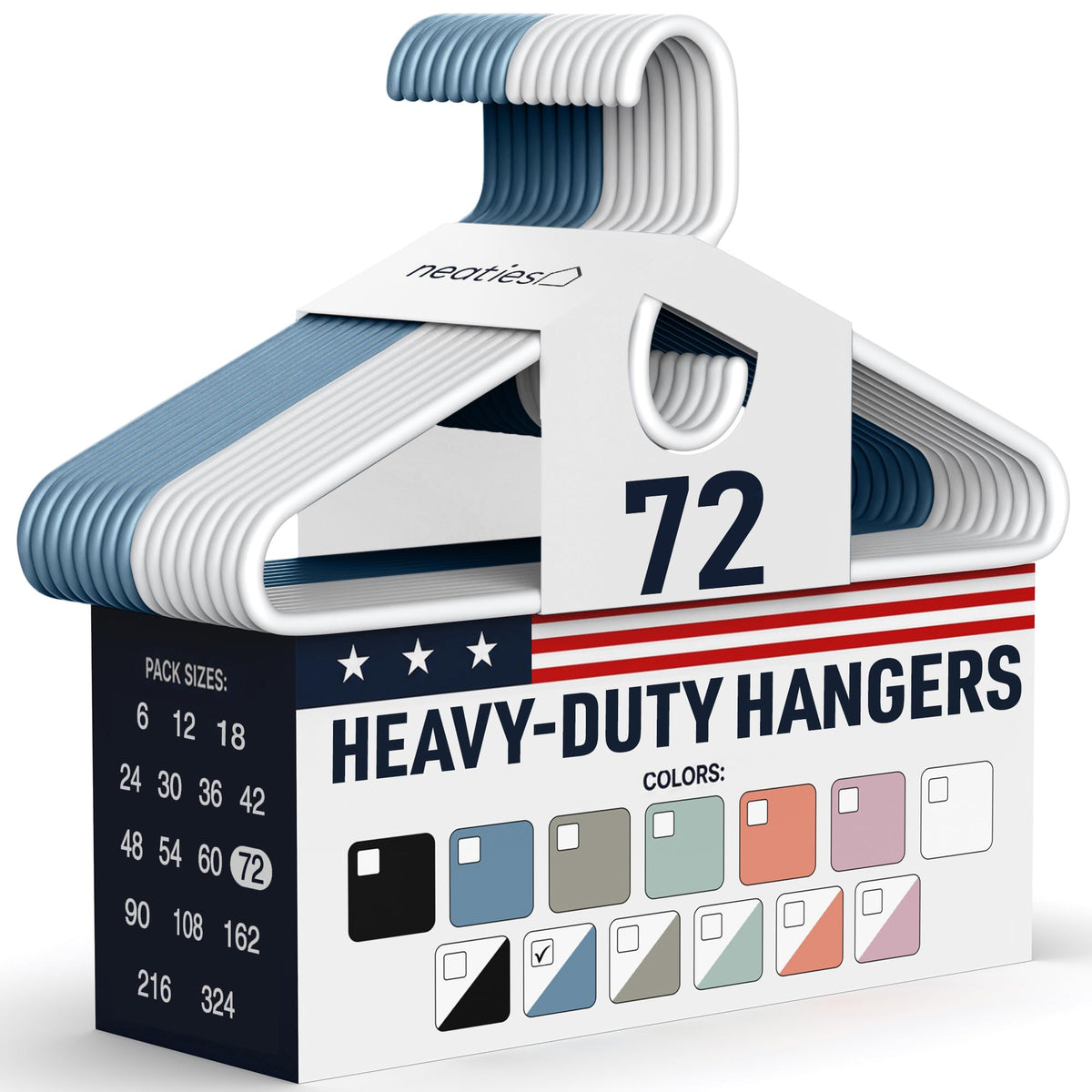 Heavy Duty Clothes Hangers 36 Pack – Made in The USA – 8lb Capacity Plastic Hangers for Adult Clothing – Durable for Pants, Coats, Jackets, or Jeans – White