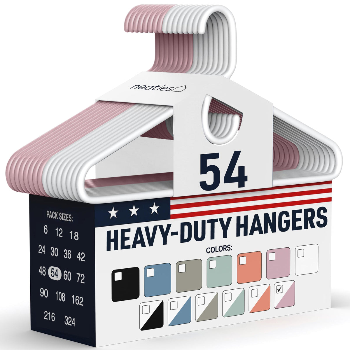 Heavy Duty Clothes Hangers 36 Pack – Made in The USA – 8lb Capacity Plastic Hangers for Adult Clothing – Durable for Pants, Coats, Jackets, or Jeans – White